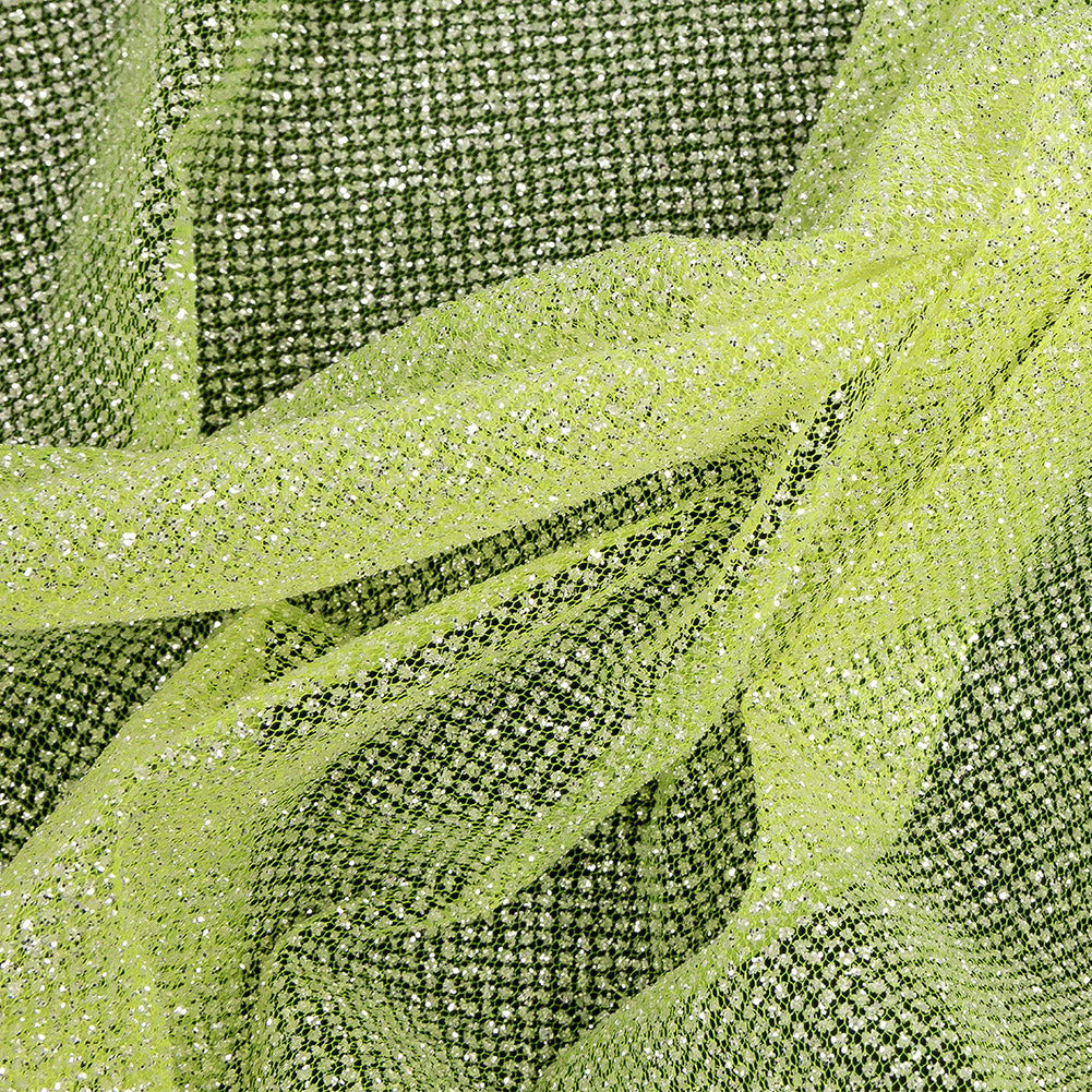 Tulle with Metallic Platinum Glitter - Neon Yellow - Platina Collection