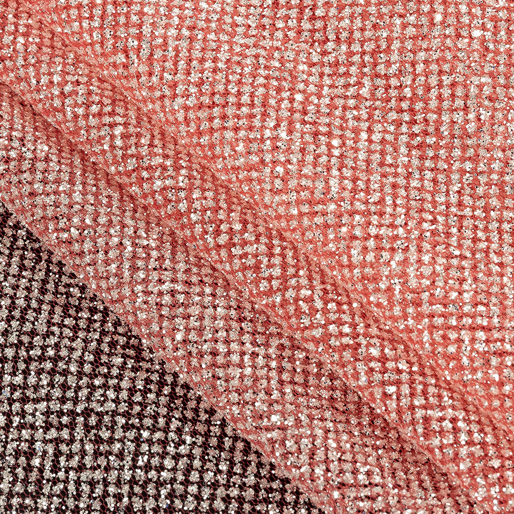 Tulle with Metallic Platinum Glitter - Shrimp - Platina Collection