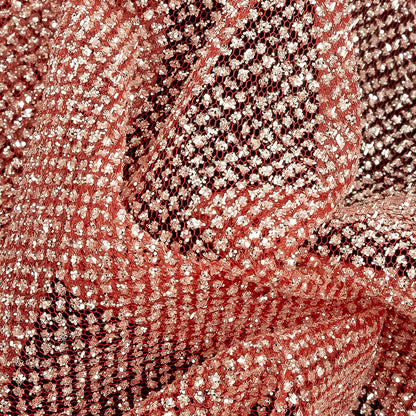 Tulle with Metallic Platinum Glitter - Shrimp - Platina Collection