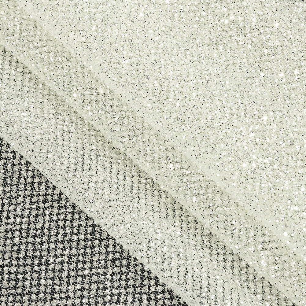 Tulle with Metallic Platinum Glitter - Clearly Aqua - Platina Collection - Folded