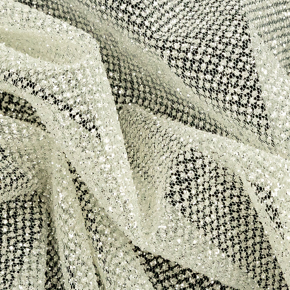 Tulle with Metallic Platinum Glitter - Clearly Aqua - Platina Collection - Detail