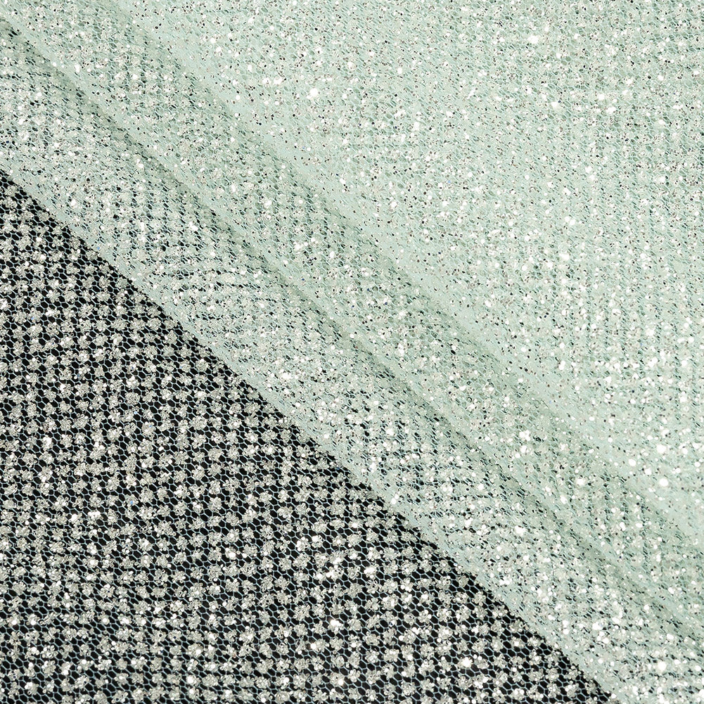 Tulle with Metallic Platinum Glitter - Clearwater - Platina Collection