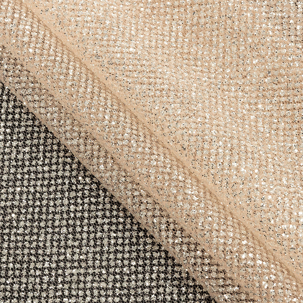 Tulle with Metallic Platinum Glitter - Salmon - Platina Collection - Folded