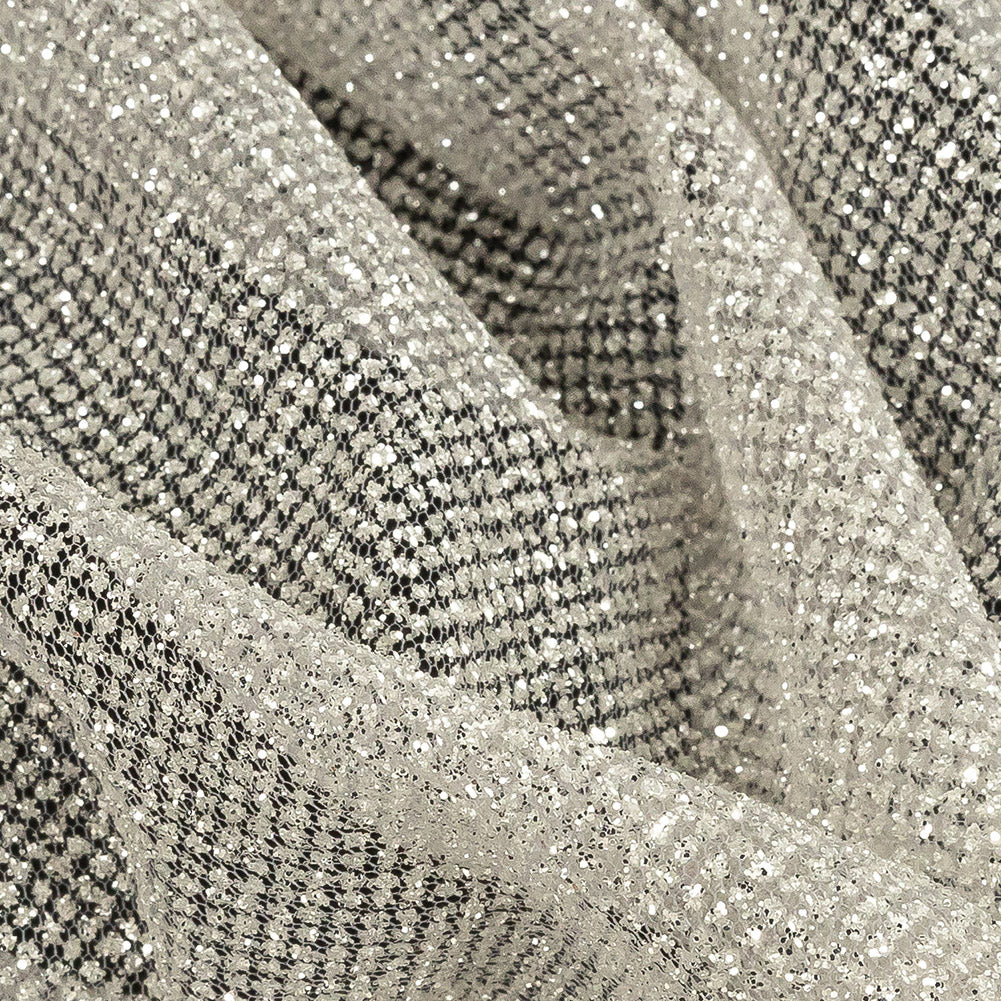 Tulle with Metallic Platinum Glitter - Dove Gray - Platina Collection