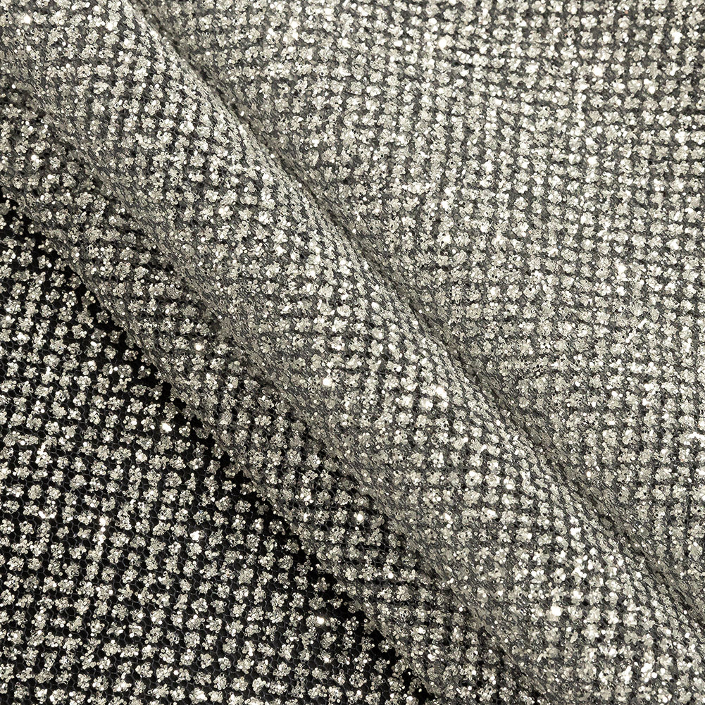 Tulle with Metallic Platinum Glitter - Nine Iron - Platina Collection - Folded