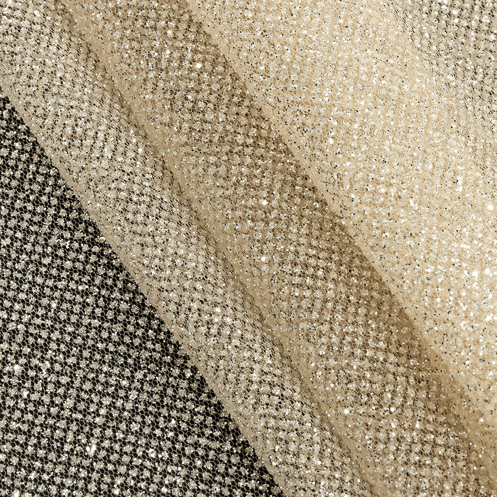 Tulle with Metallic Platinum Glitter - Champagne - Platina Collection