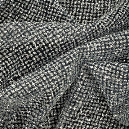 Tulle with Metallic Platinum Glitter - Navy Blue - Platina Collection