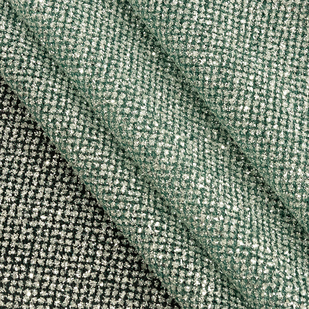 Tulle with Metallic Platinum Glitter - Hurrem Green - Platina Collection