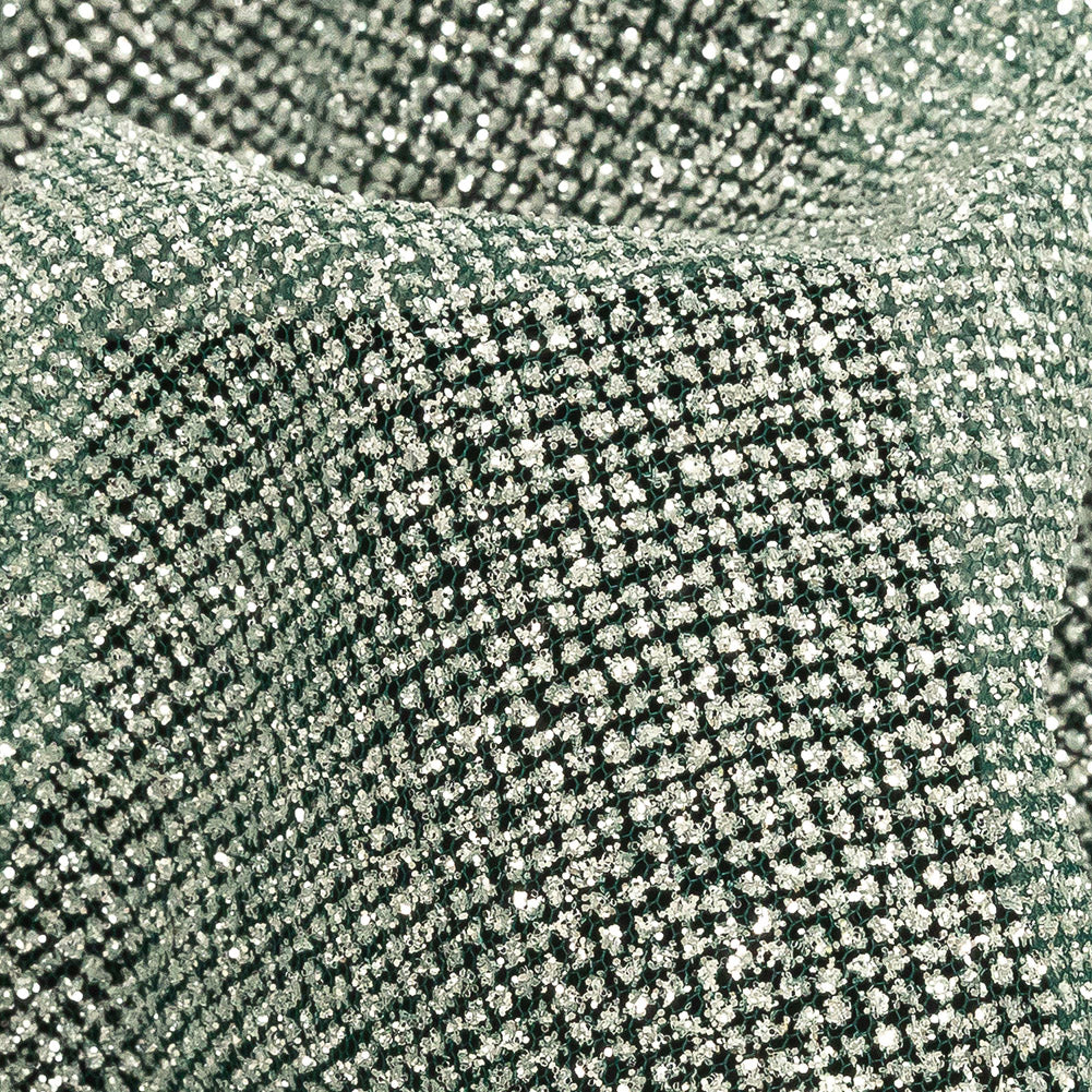 Tulle with Metallic Platinum Glitter - Hurrem Green - Platina Collection