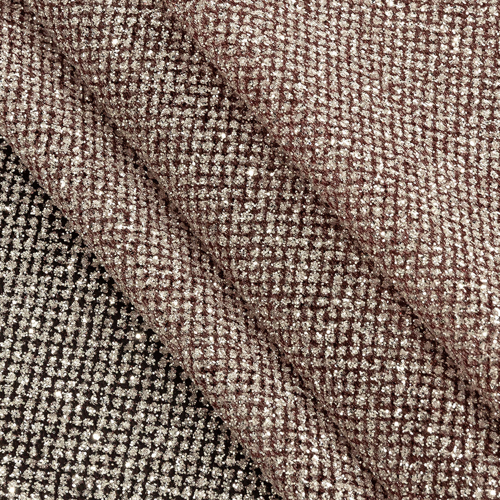 Tulle with Metallic Platinum Glitter - Claret - Platina Collection - Folded