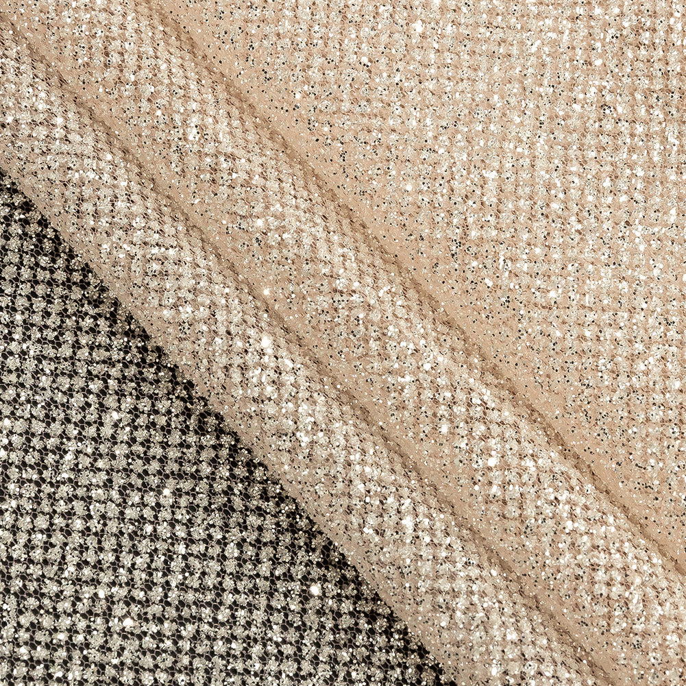 Tulle with Metallic Platinum Glitter - Powder - Platina Collection - Folded