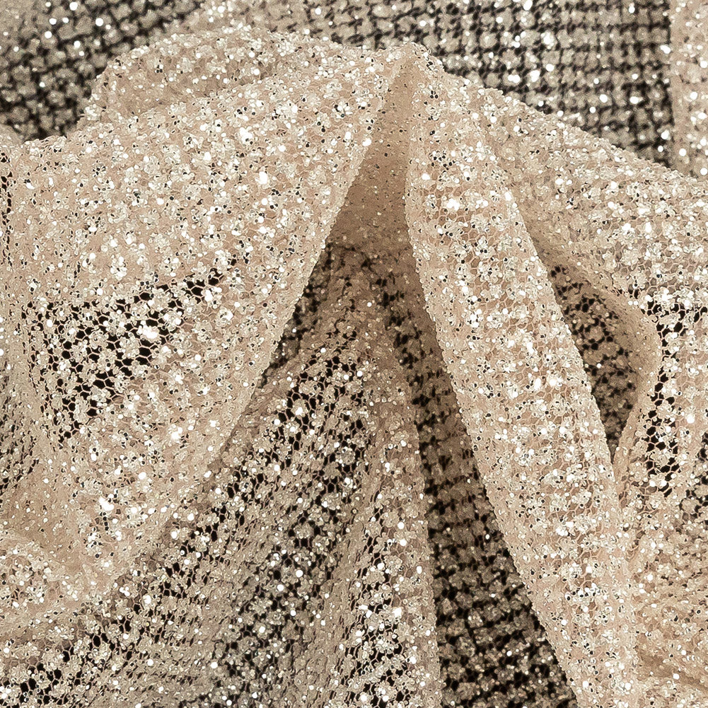 Tulle with Metallic Platinum Glitter - Powder - Platina Collection - Detail