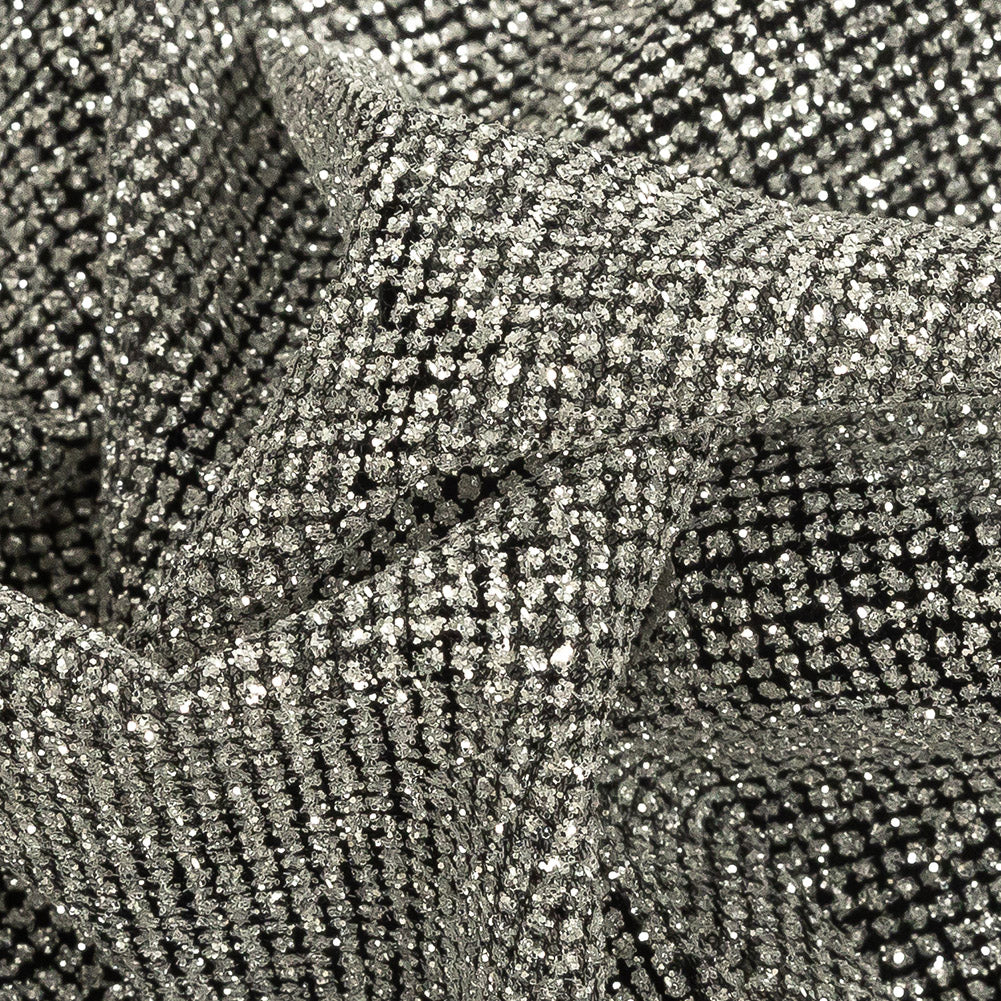 Tulle with Metallic Platinum Glitter - Black - Platina Collection