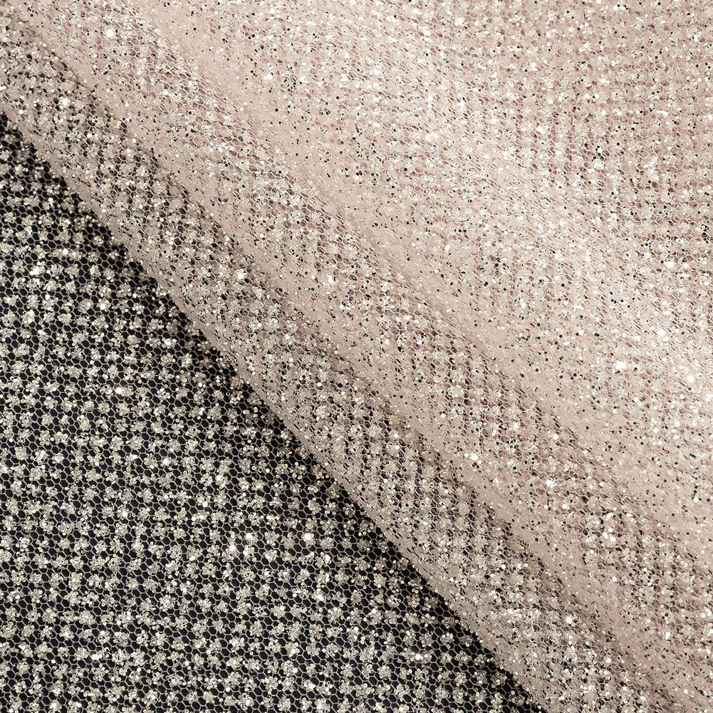 Tulle with Metallic Platinum Glitter - Pink - Platina Collection - Folded