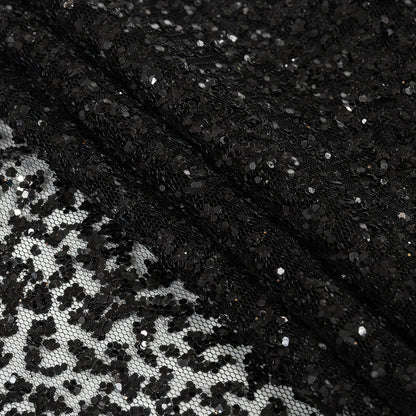 Tulle with Glitter Clusters - Black with Black - Eminence Collection