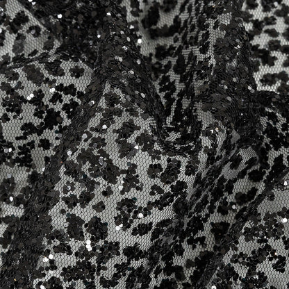 Tulle with Glitter Clusters - Black with Black - Eminence Collection