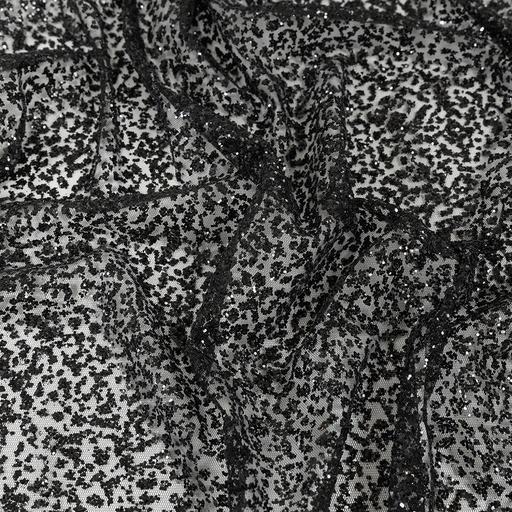 Tulle with Glitter Clusters - Black with Black - Eminence Collection