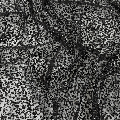 Tulle with Glitter Clusters - Black with Black - Eminence Collection