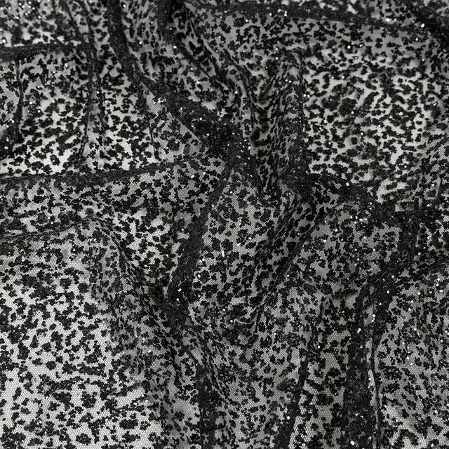 Tulle with Glitter Clusters - Black with Black - Eminence Collection
