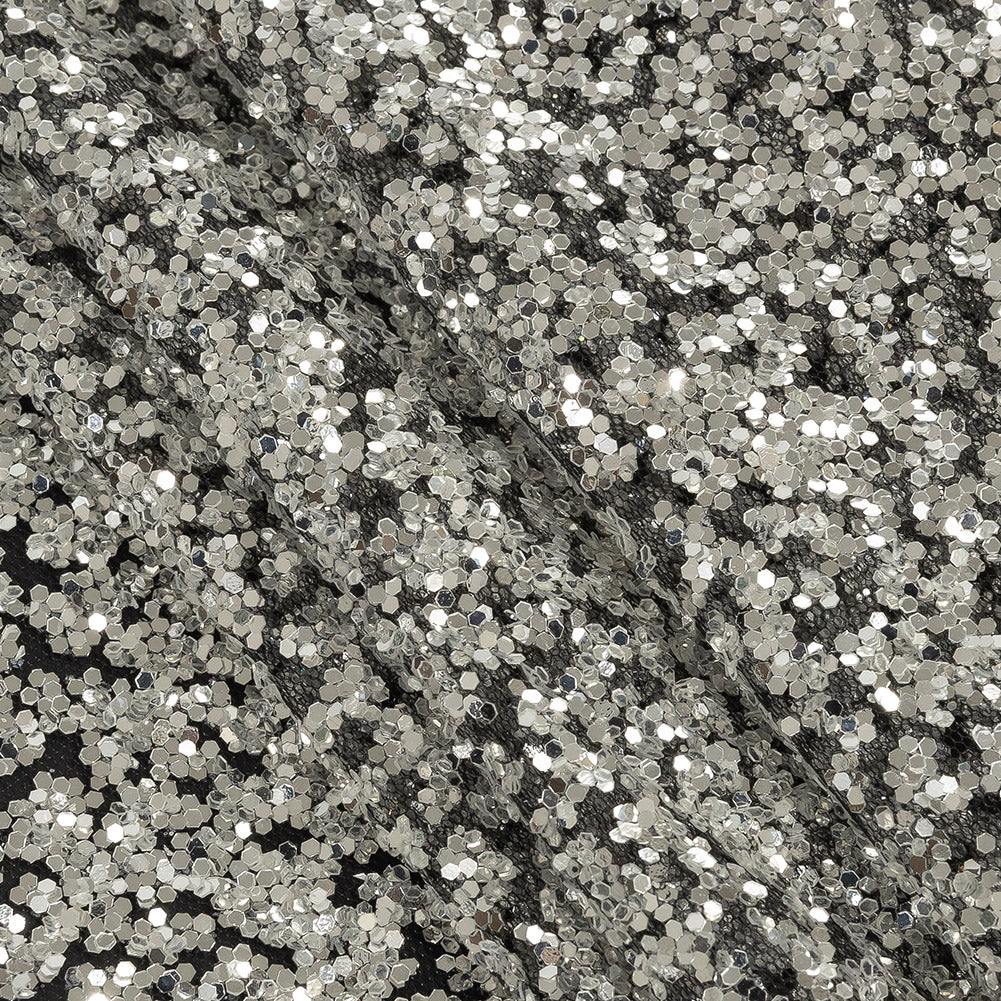 Tulle with Glitter Clusters - Black with Platinum - Eminence Collection