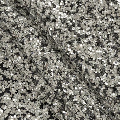 Tulle with Glitter Clusters - Black with Platinum - Eminence Collection