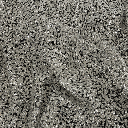 Tulle with Glitter Clusters - Black with Platinum - Eminence Collection