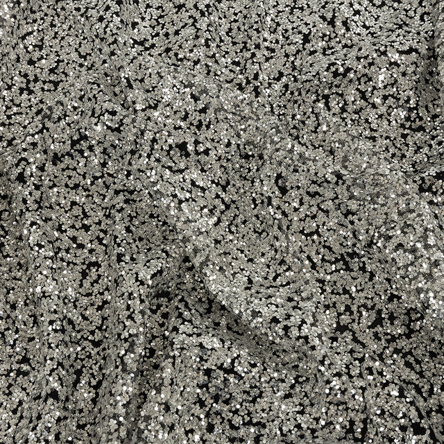 Tulle with Glitter Clusters - Black with Platinum - Eminence Collection