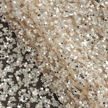 Tulle with Glitter Clusters - Light Nude with Platinum - Eminence Collection