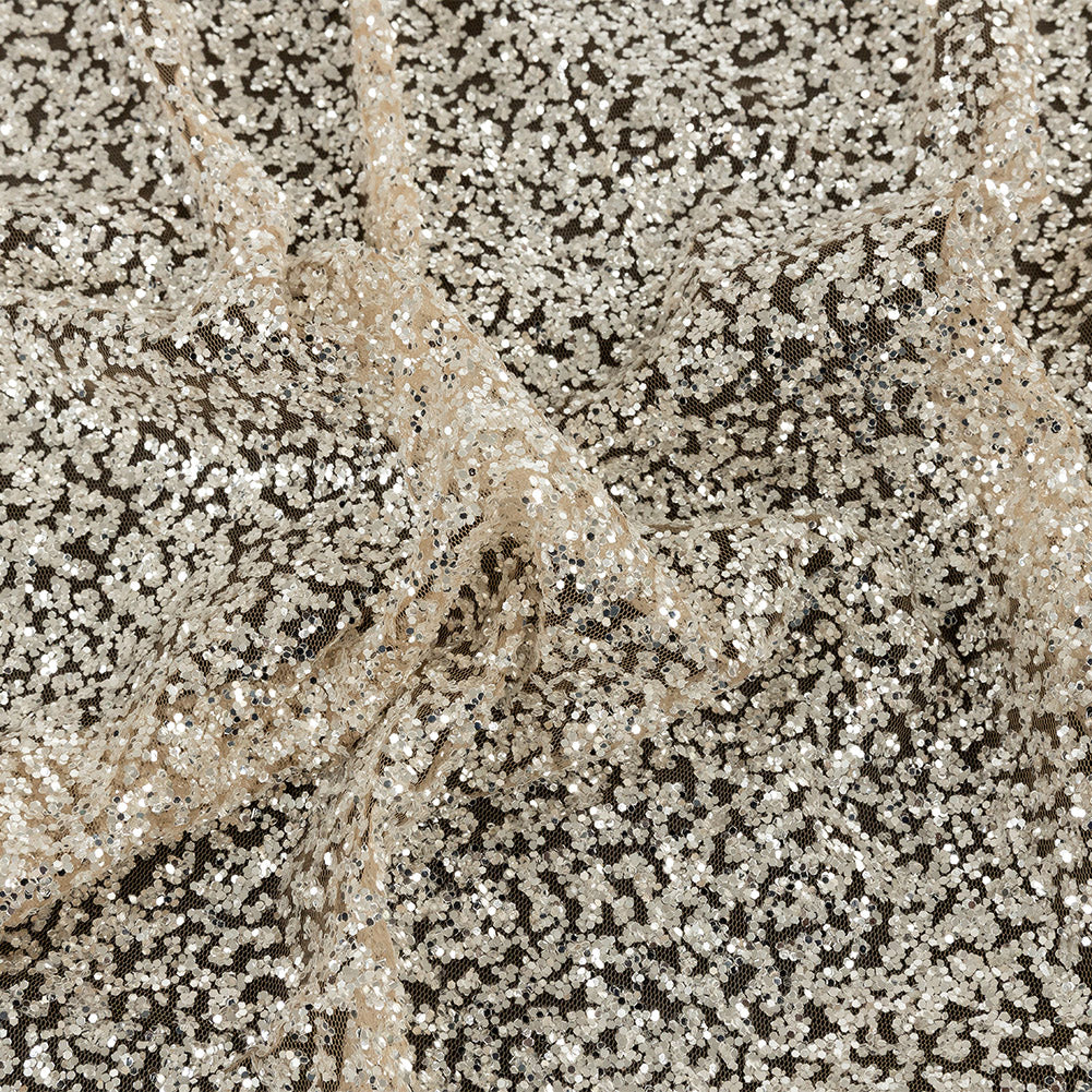 Tulle with Glitter Clusters - Light Nude with Platinum - Eminence Collection