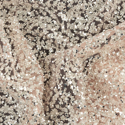 Tulle with Glitter Clusters - Salmon with Platinum - Eminence Collection