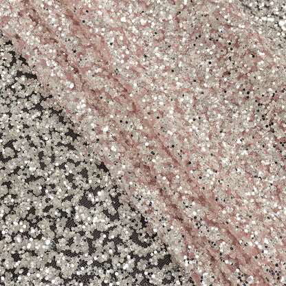 Tulle with Glitter Clusters - Dusty Rose with Platinum - Eminence Collection