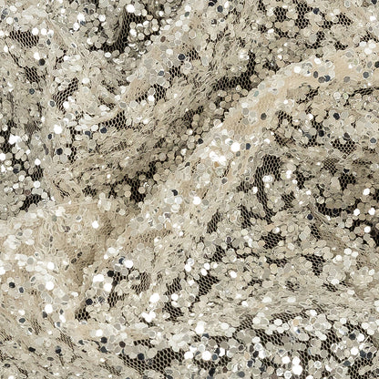 Tulle with Glitter Clusters - Champagne with Platinum - Eminence Collection