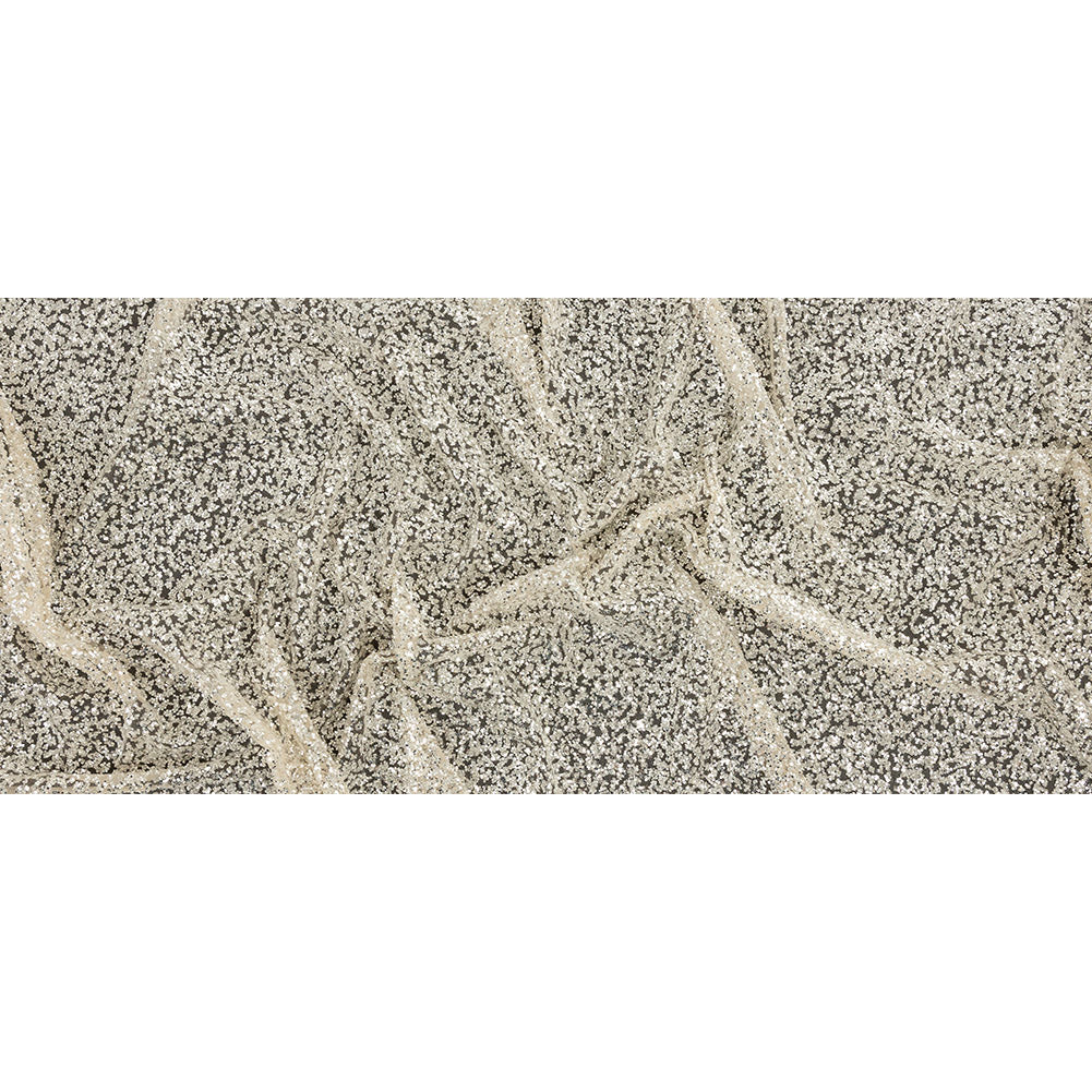 Tulle with Glitter Clusters - Champagne with Platinum - Eminence Collection - Full