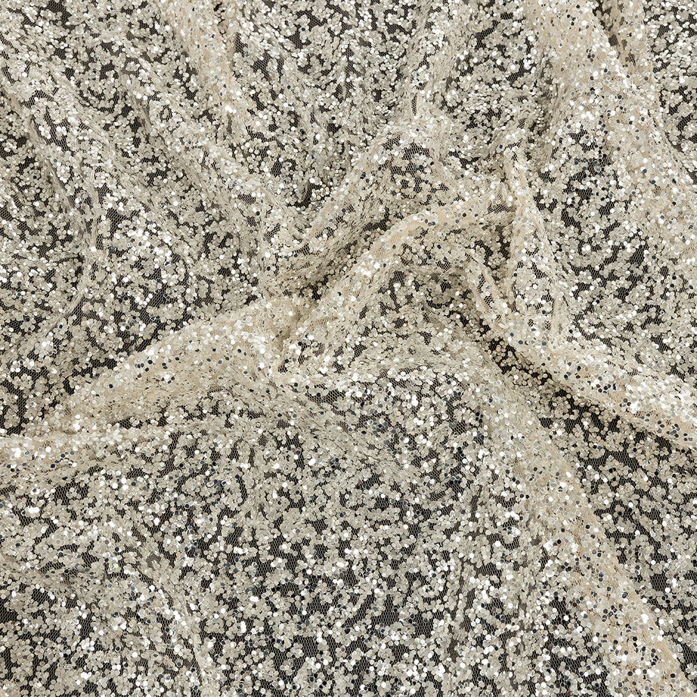 Tulle with Glitter Clusters - Champagne with Platinum - Eminence Collection