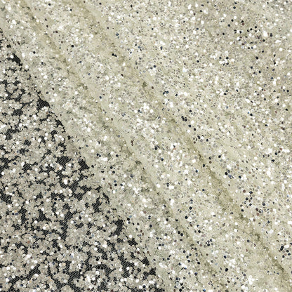 Tulle with Glitter Clusters - Light Mint with Platinum - Eminence Collection