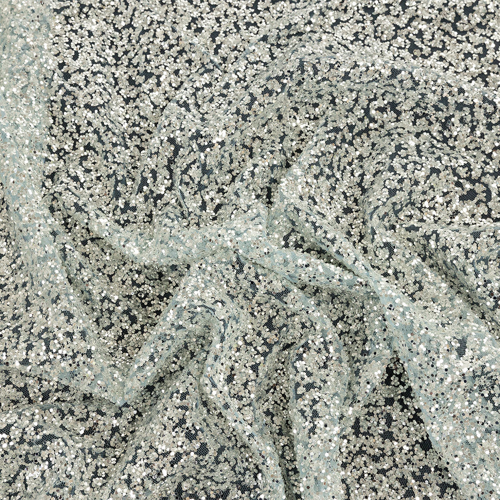 Tulle with Glitter Clusters - Blue with Platinum - Eminence Collection