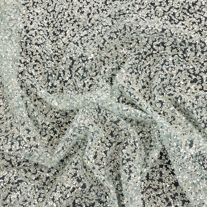 Tulle with Glitter Clusters - Blue with Platinum - Eminence Collection