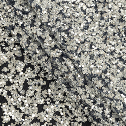 Tulle with Glitter Clusters - Navy with Platinum - Eminence Collection