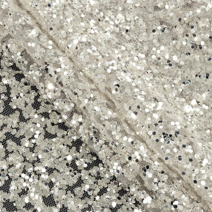 Tulle with Glitter Clusters - Flint Gray with Platinum - Eminence Collection
