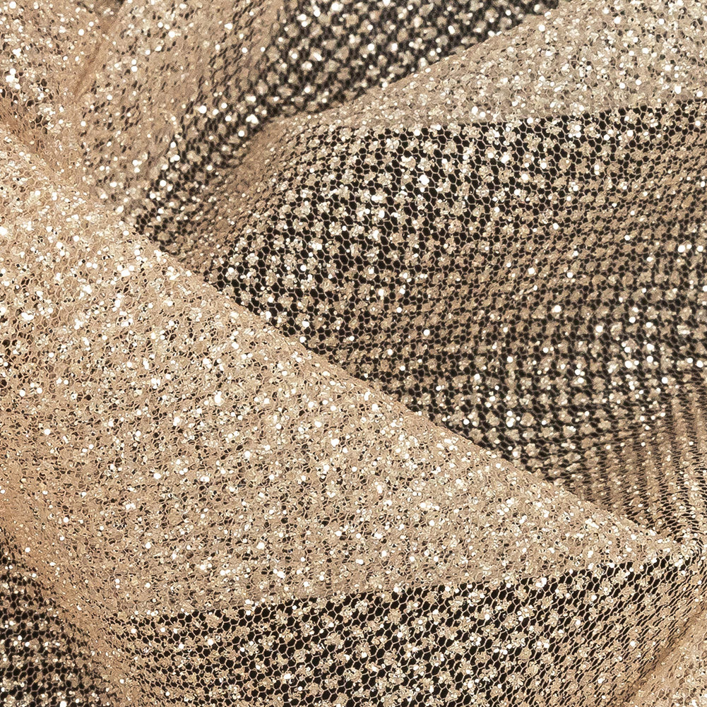 Ombre Tulle with Metallic Platinum Glitter - Salmon and White - Starlet Collection - Detail