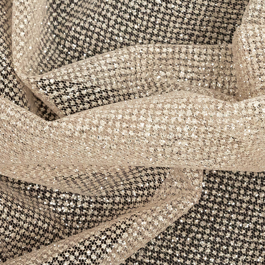 Ombre Tulle with Metallic Platinum Glitter - Rose Gold and White - Starlet Collection - Detail