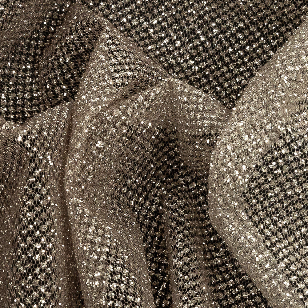 Ombre Tulle with Metallic Platinum Glitter - Copper and Silver - Starlet Collection - Detail