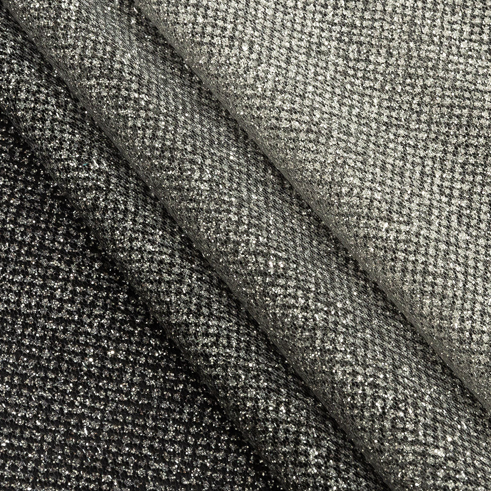 Ombre Tulle with Metallic Platinum Glitter - Black and White - Starlet Collection - Folded