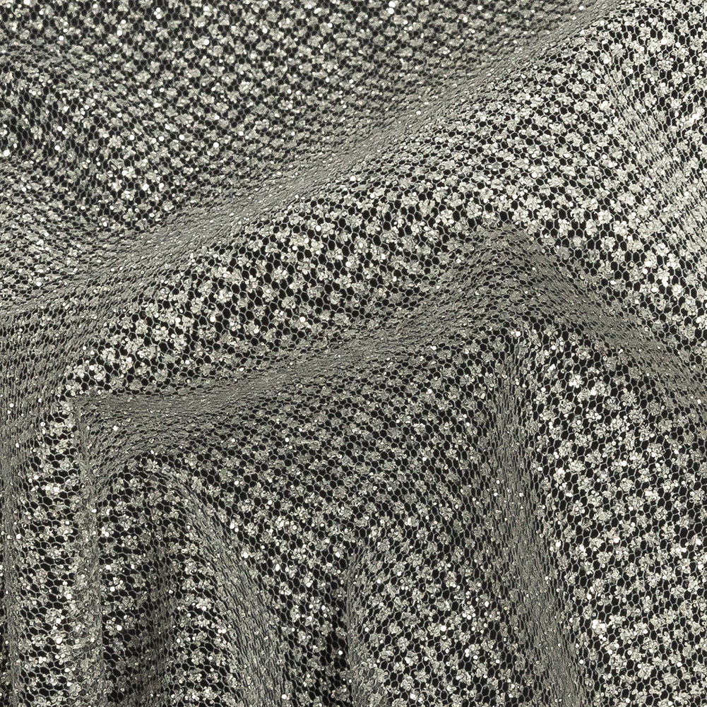 Ombre Tulle with Metallic Platinum Glitter - Black and White - Starlet Collection - Detail