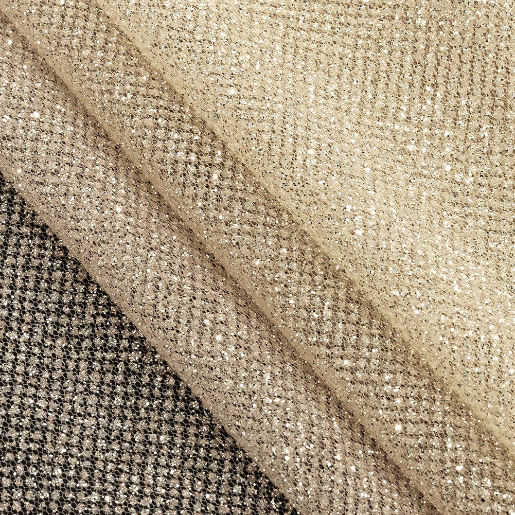 Ombre Tulle with Metallic Platinum Glitter - Champagne and Rose Gold - Starlet Collection - Folded