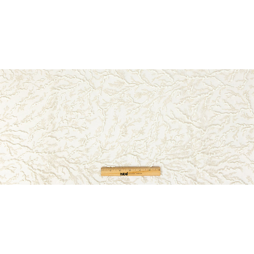 3D Puffy Glitter Tulle - Light Champagne and White