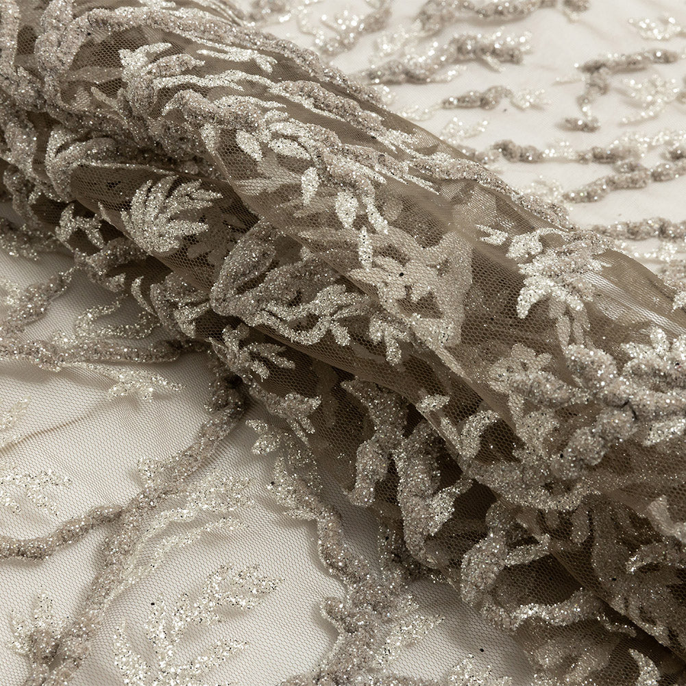 3D Puffy Glitter Tulle - Mink - Folded