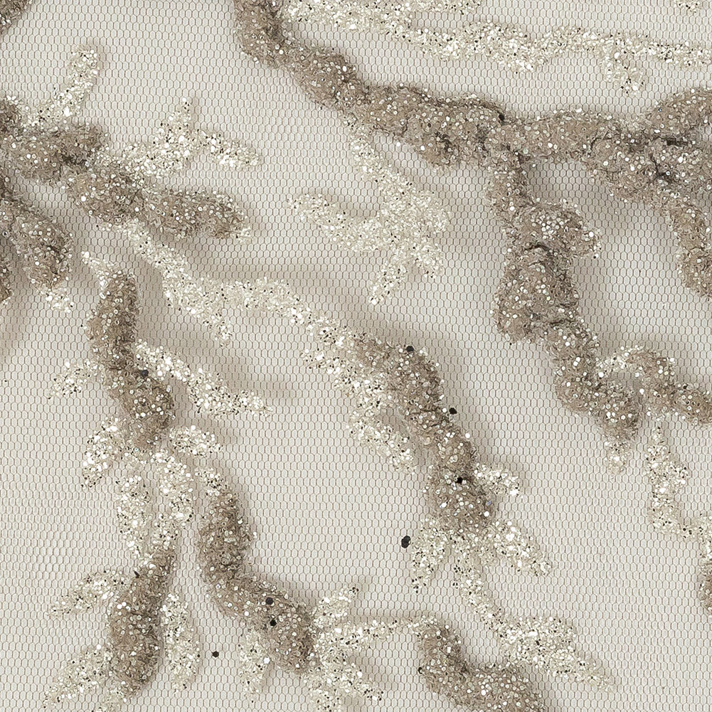 3D Puffy Glitter Tulle - Mink - Detail
