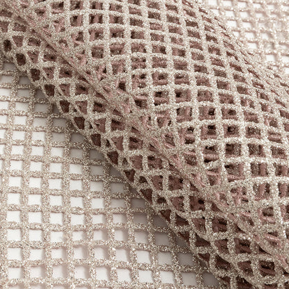 Guipure Lace with Glitter - Light Dusty Rose Diamonds