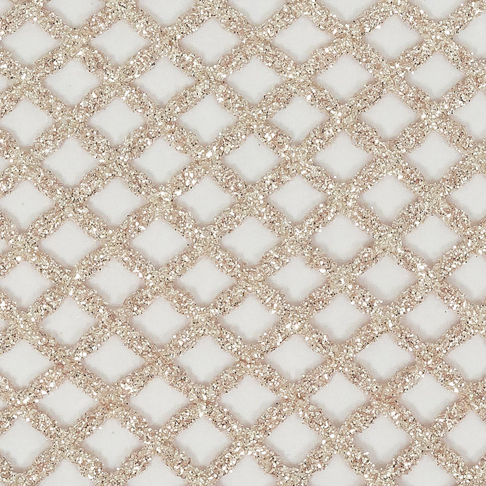 Guipure Lace with Glitter - Light Dusty Rose Diamonds - Detail
